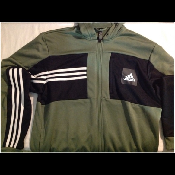 Men's Size L Adidas Hooded Zip Up Athletic Jacket - Picture 5 of 7